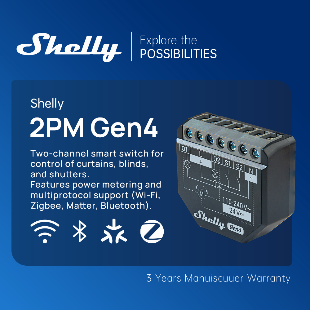 Shelly 2PM Gen4 Zigbee 2 Chann - Shelly Relay Module recension och pris