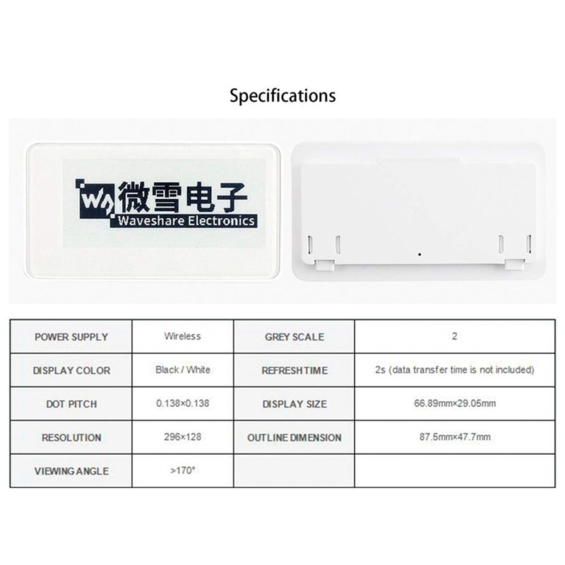 Waveshare 2.9 Inch Wireless -P - Display Epaper 2.9 recension och pris